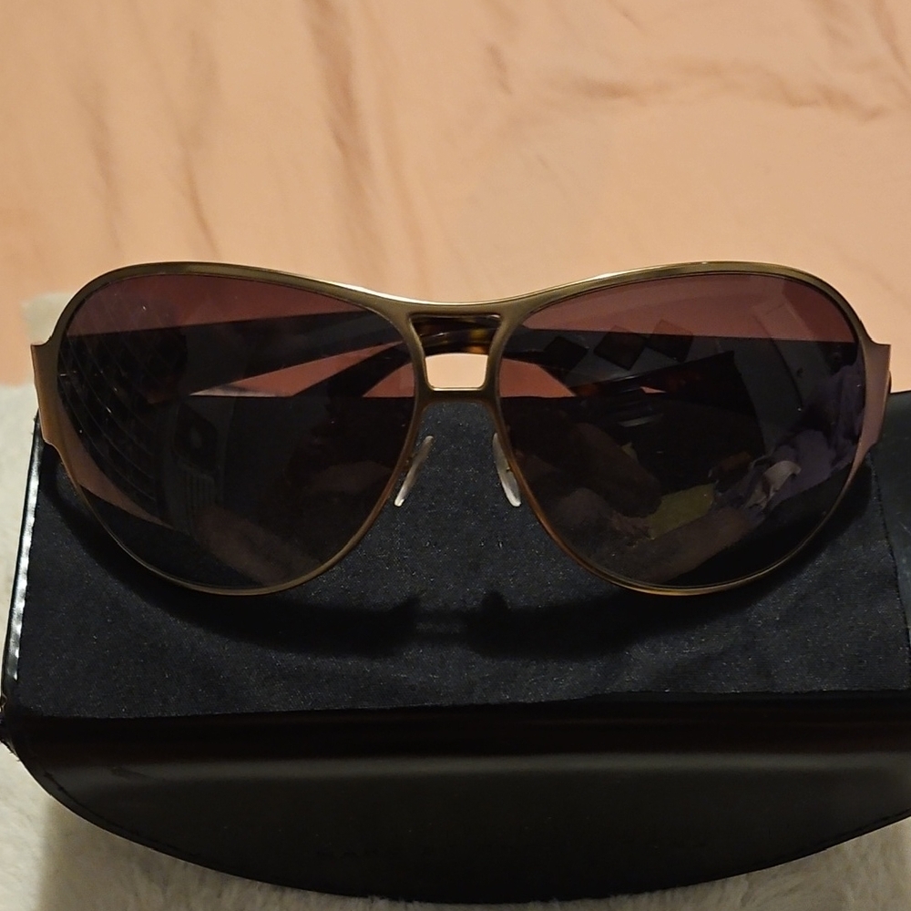 Marc Jacobs Gold and Black Aviator Sunglasses